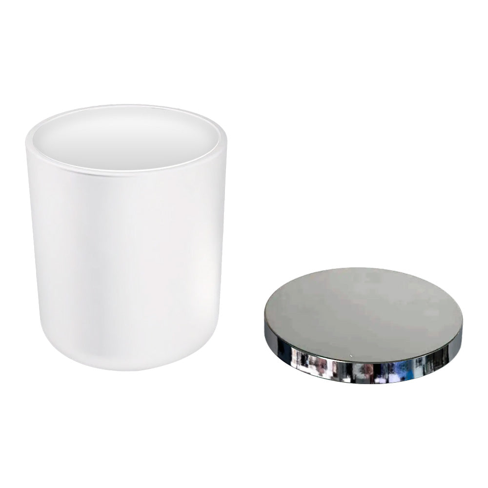Recipiente porta Vela 400 ML Blanco Mate con Tapa de Metal