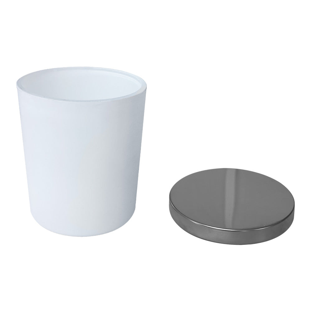 Recipiente porta Vela 220 ML Blanco Mate con Tapa de Metal