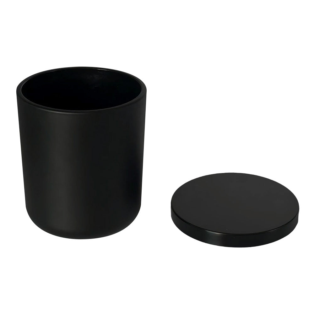 Recipiente porta vela 220 ML Negro Mate con Tapa de Metal
