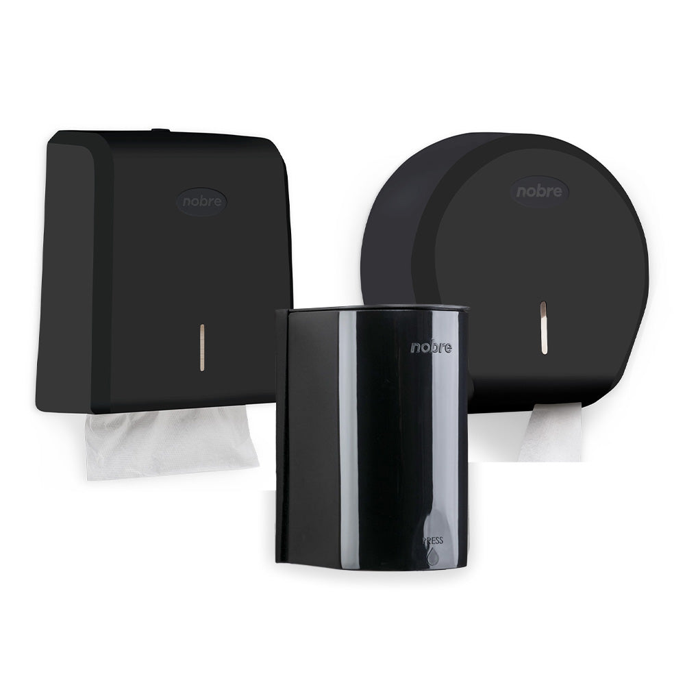 Pack Dispensador De Papel Toalla Classic + Jabonera Negro