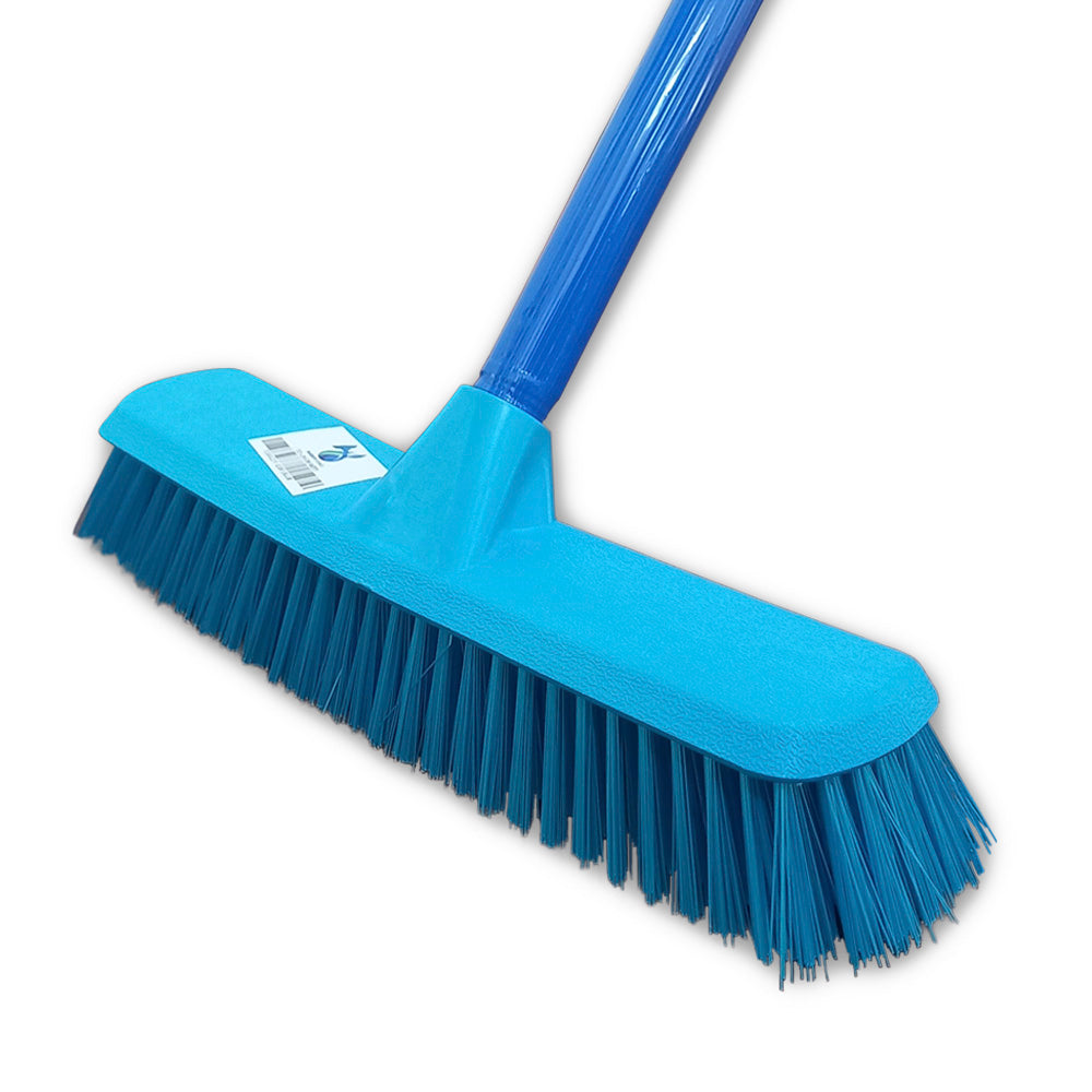 Escoba Completa Tipo Municipal Azul Cerdas Gruesas