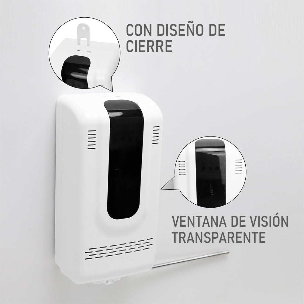 DISPENSADOR BACTERIOSTÁTICO CON VENTANA PARA VER NIVÉL DEL LÍQUIDO