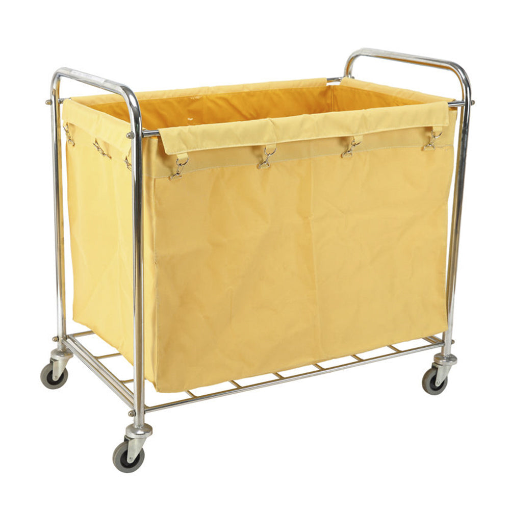 CARRO METÁLICO CON LONA AMARILLA PARA LAVANDERIA