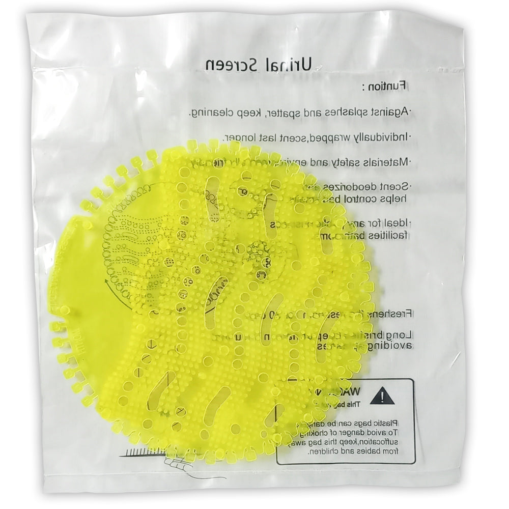 24 Tapetes Urinarios Redondos Verde y Amarillo