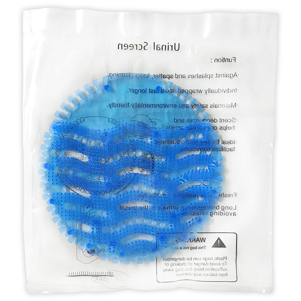 24 Tapetes Urinarios Redondos Azul y Amarillo