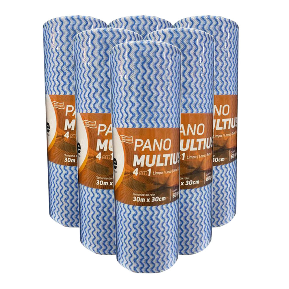 PACKS PAÑOS REUTILIZABLE PREPICADOS ROLLO 60 PAÑOS 30MTS PAÑO 30X30CM AZUL