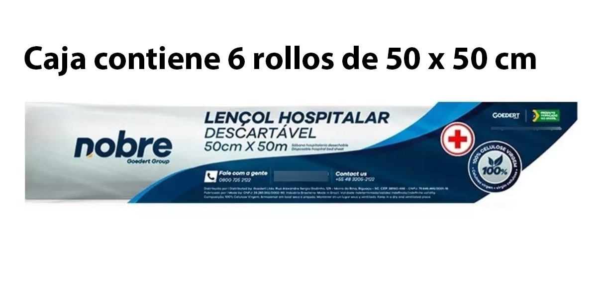 CAJA DE SABANILLA MÉDICA HOSPITALARIA 6 rollos 50 cm x 50 cm