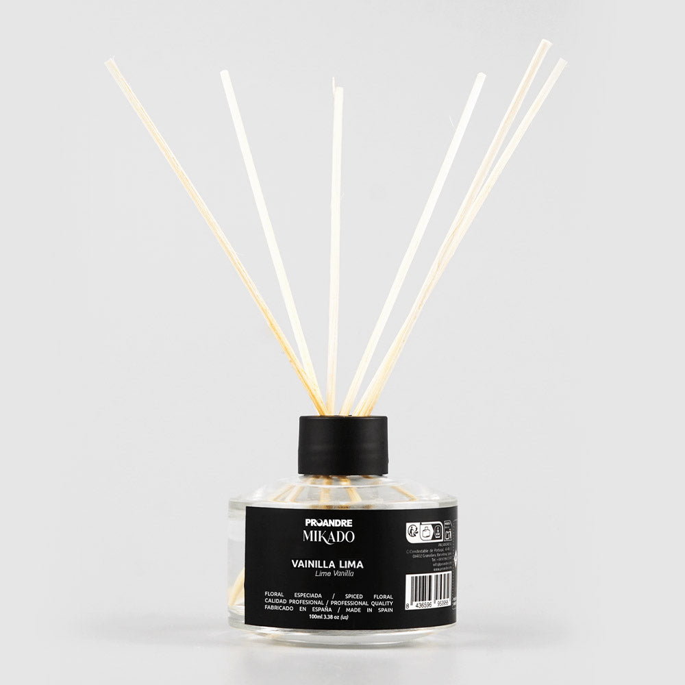 MIKADO VAINILLA LIMA /Frasco 100ml + 6 varillas rattan