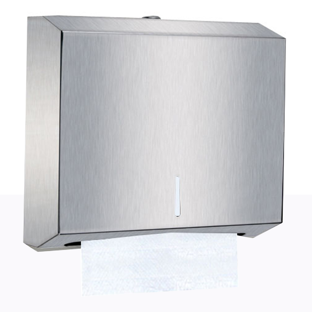 DISPENSADOR TOALLA INTERFOLIADA ACERO CORTO