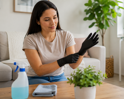 Guantes De Nitrilo Negro Sin Polvo Nobre Caja 100 Unidades