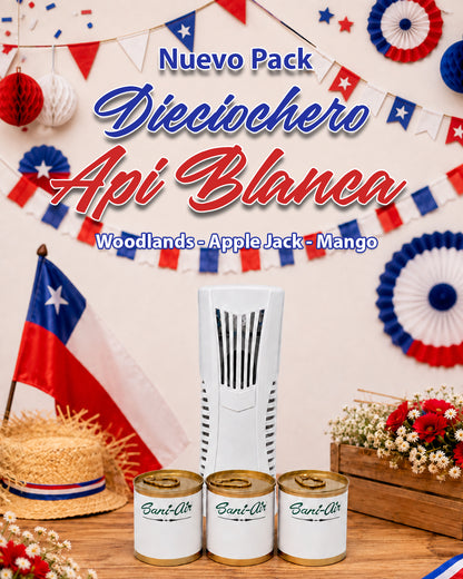 Pack 18 de Septiembre Dispensador API Blanco + 3 Latas Sani-Air