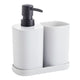 Set Dispensador De Jabón Nobre 350 Ml 3 Piezas Para Baño Blanco