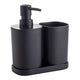 Set Dispensador De Jabón Nobre 350 Ml 3 Piezas Para Baño Negro