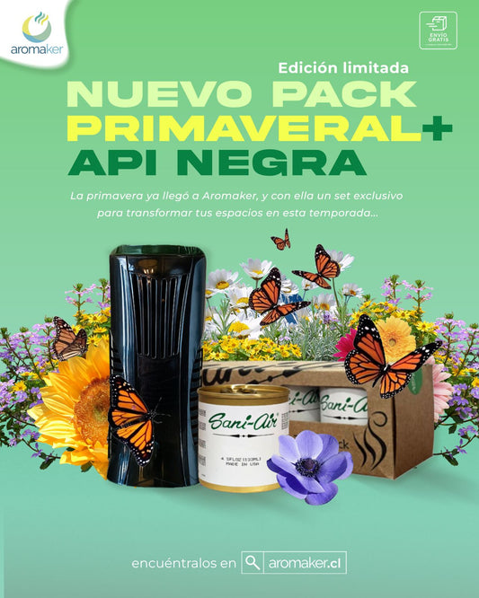 Pack Primaveral – Difusor API Negro + Tripack de Aromas