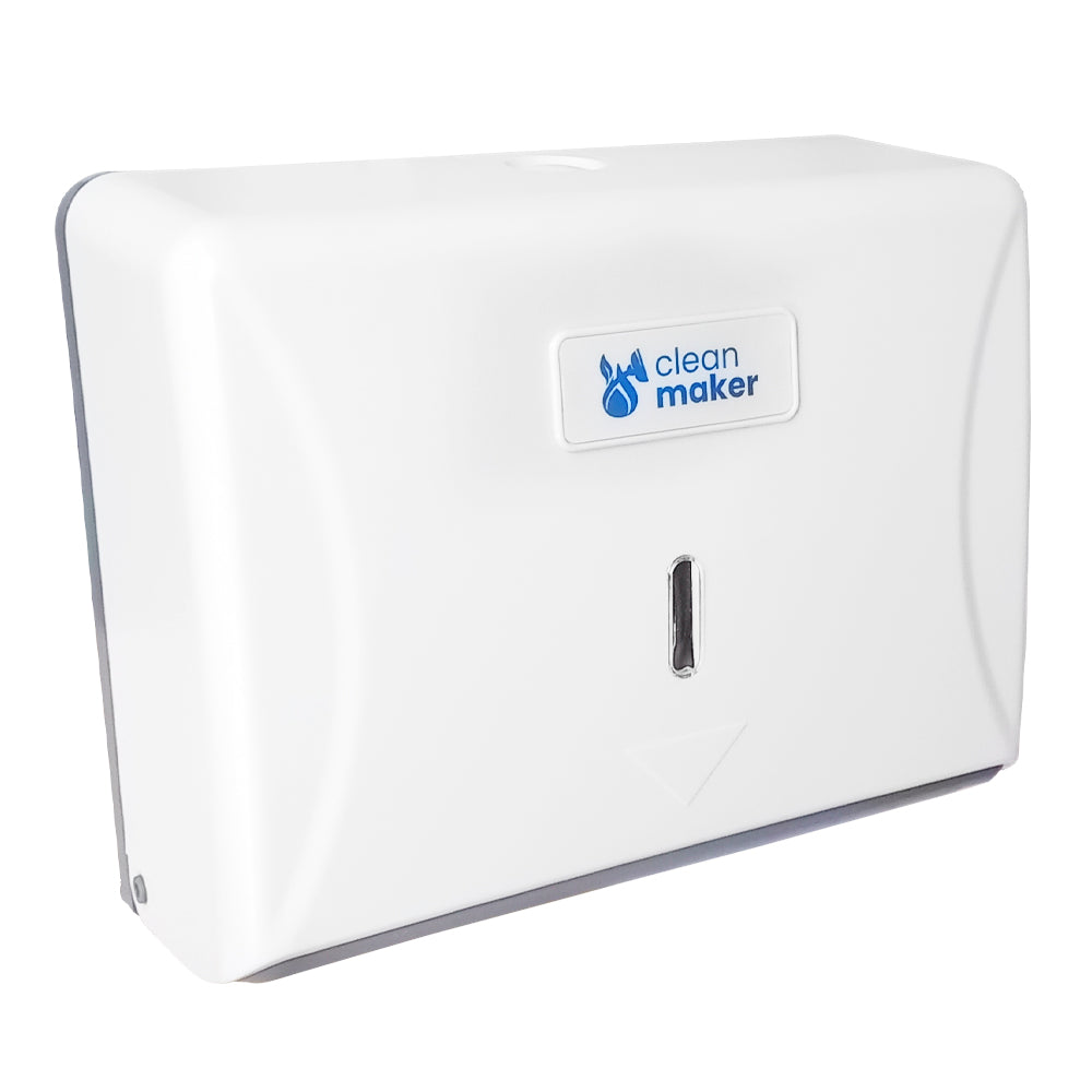 Dispensador Toalla INTERFOLEADA de Papel Frontal Clean Maker Blanco