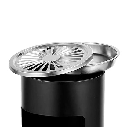 Papelero Metálico Negro con Cesto y Cenicero