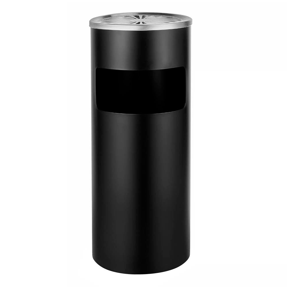 Papelero Metálico Negro con Cesto y Cenicero