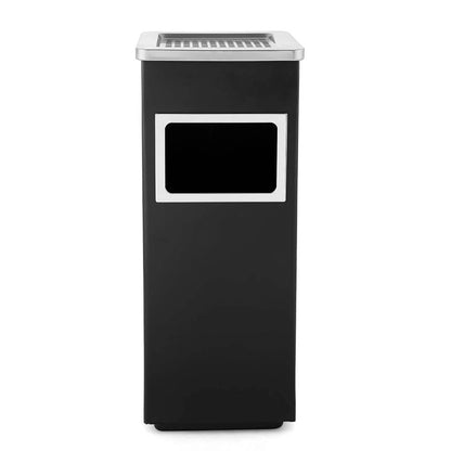 Papelero Metálico Negro con Cenicero Cuadrado