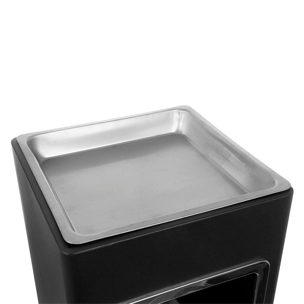 Papelero Metálico Negro con Cenicero Cuadrado