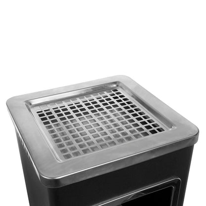 Papelero Metálico Negro con Cenicero Cuadrado