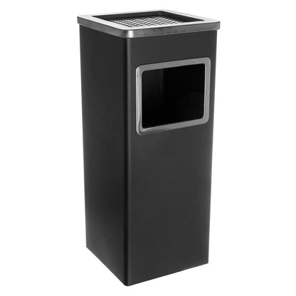 Papelero Metálico Negro con Cenicero Cuadrado