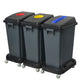 Contenedor Reciclaje 3 x 60 LT Plástico ABS Negro con Ruedas