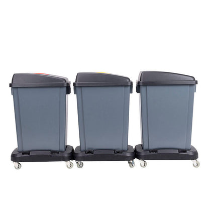 Contenedor Reciclaje 3 x 60 LT Plástico ABS Negro con Ruedas