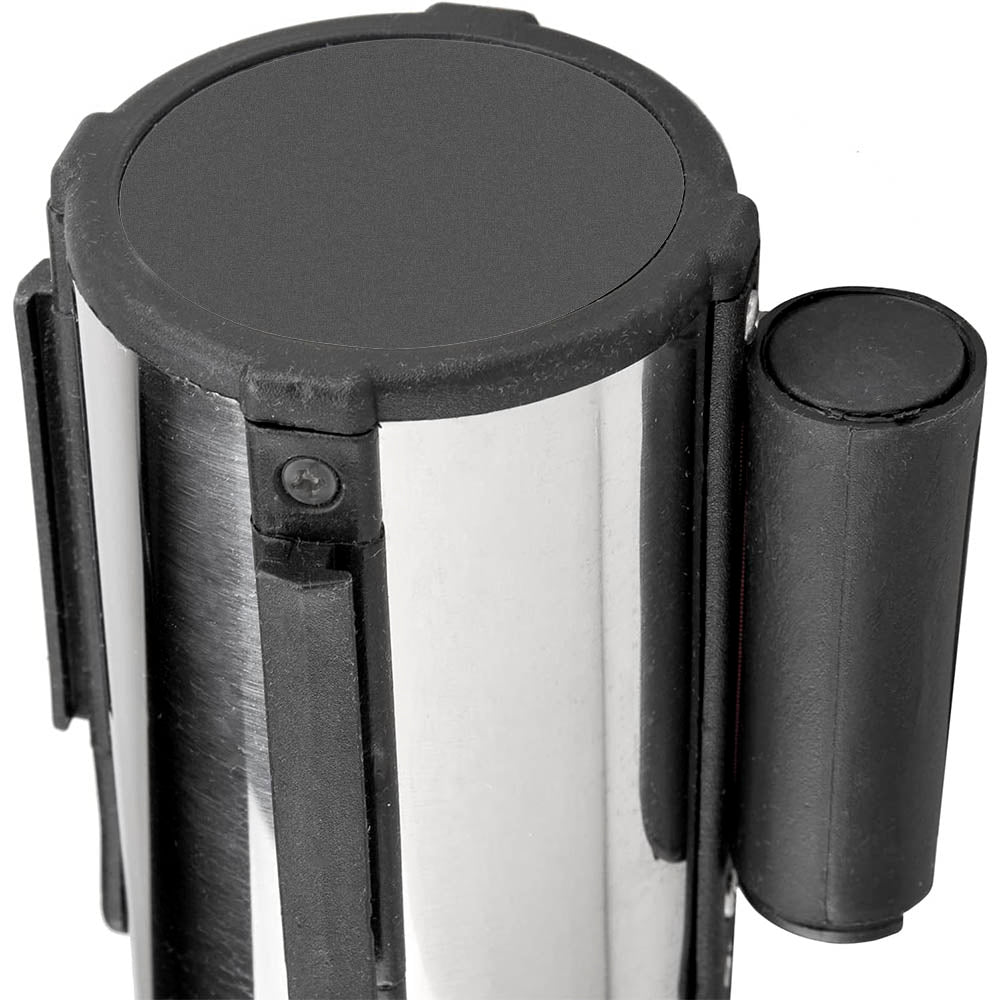 Separador de Fila Pilar de Acero con Base Cinta Retráctil Roja