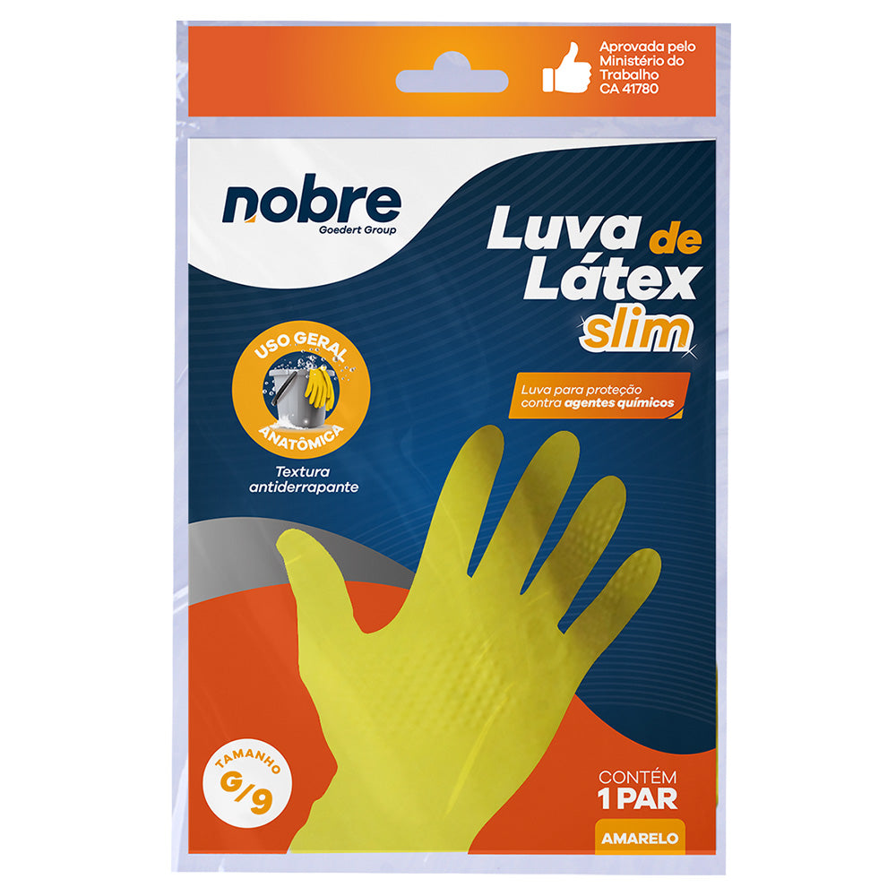 Guantes De Látex Slim / Caucho Fino Amarillo Talla L Nobre
