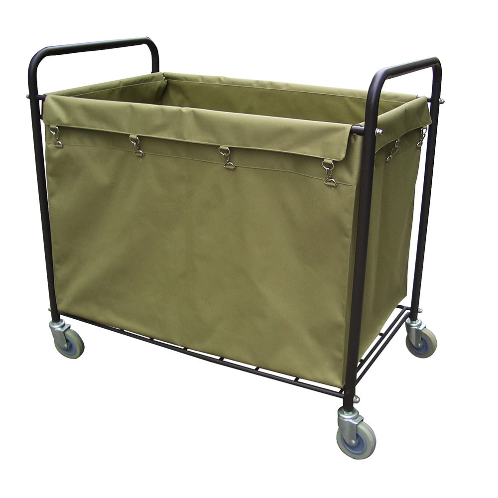 CARRO CON LONA VERDE PARA LAVANDERIA