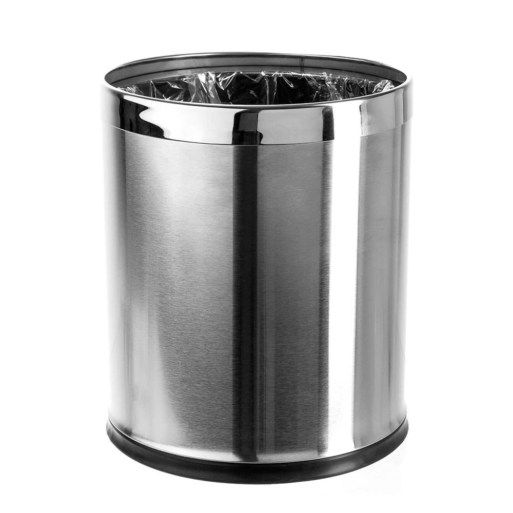 Basurero Redondo Acero Gris Doble Capa 10 Litros