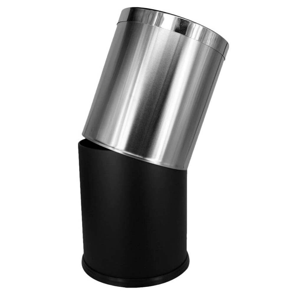 Basurero Redondo Acero Gris Doble Capa 10 Litros