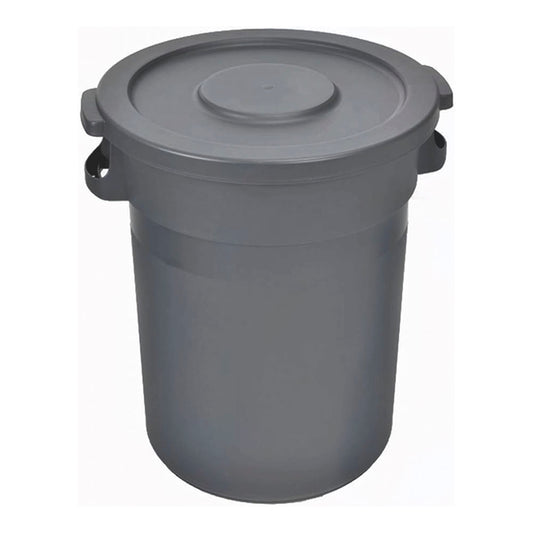 Contenedor de Basura Redondo Tipo Brute Gris 120 Litros con Tapa