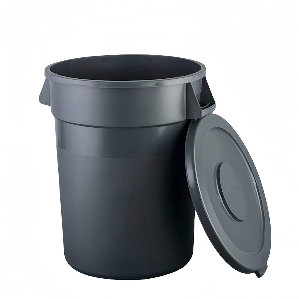Basurero Redondo Tipo Brute Gris 168 Litros con Tapa