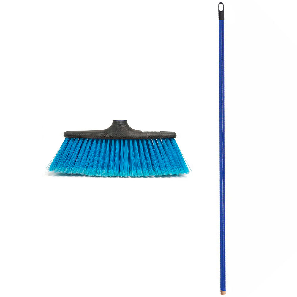 ESCOBA MULTIUSO ESTANDAR AZUL 8,5CM CON PALO DE MADERA DE 120*22MM
