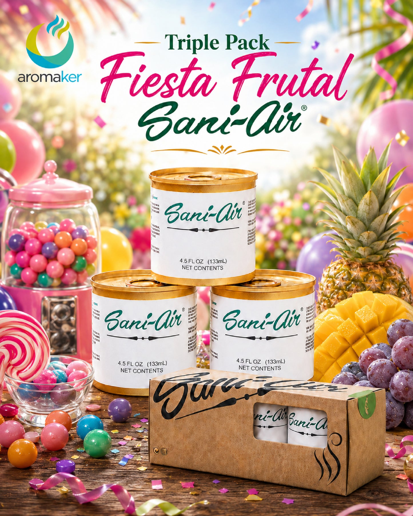 Triple Pack Fiesta Frutal Sani Air