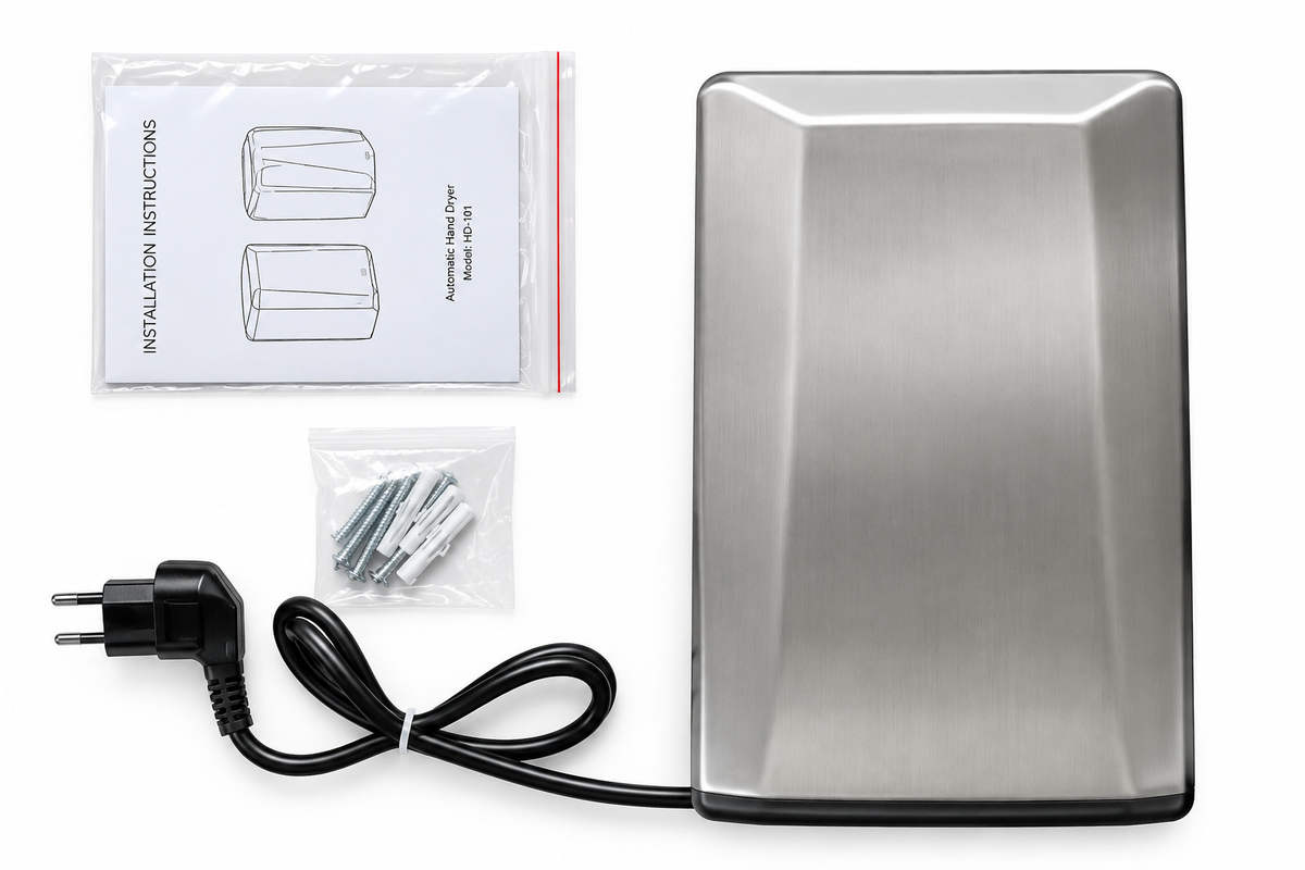 Secador De Manos Automático Con Sensor 1000W plateado