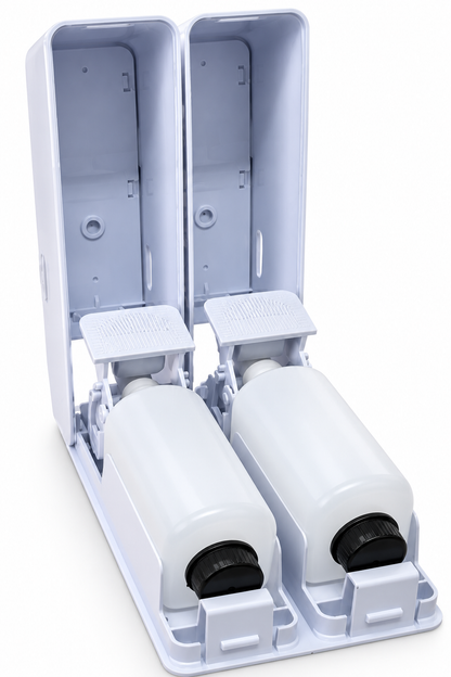 Dispensador Doble De Jabón Líquido Y Shampoo De Pared 700 Ml