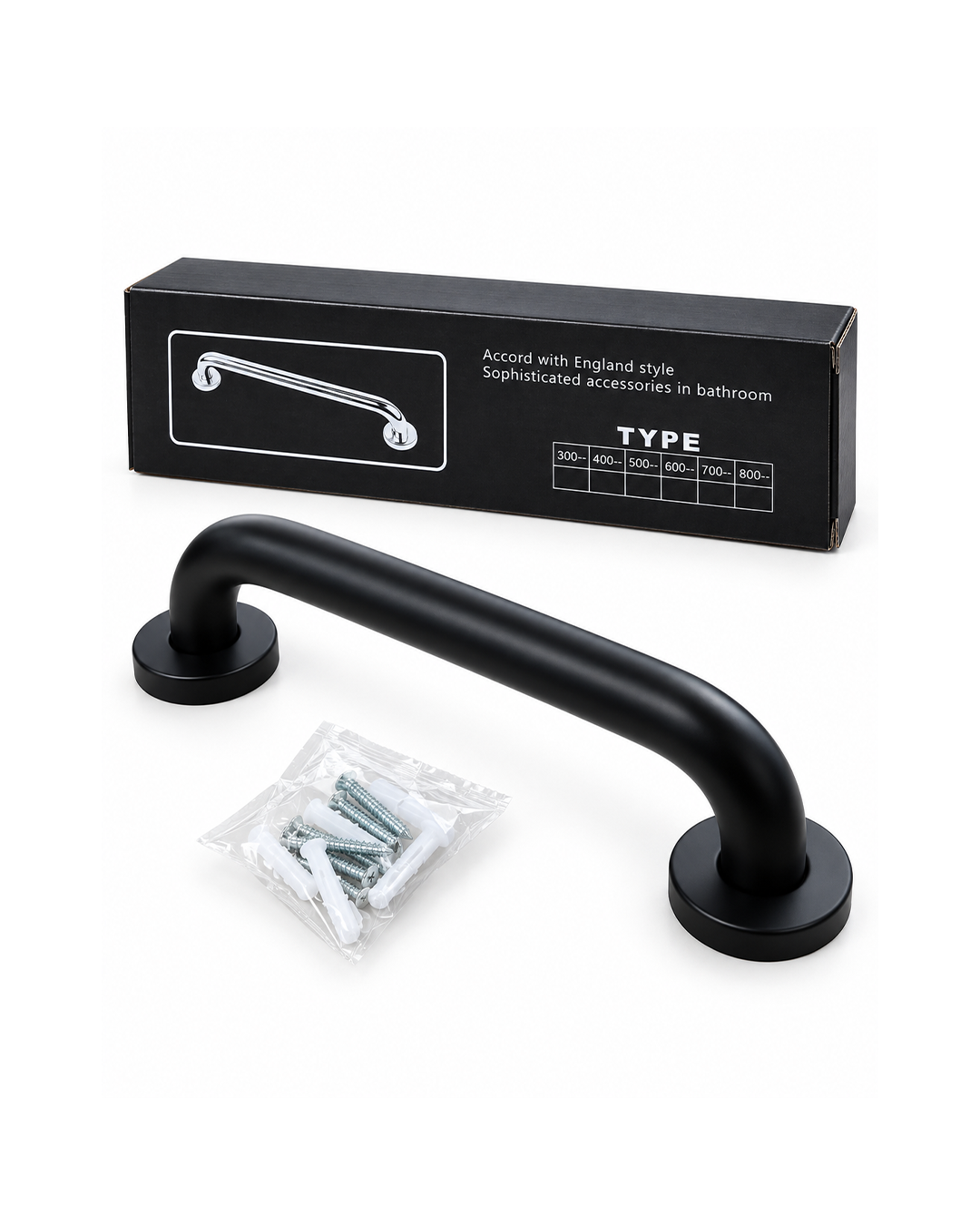Barra de Apoyo para Baño 30 cm Color Negro