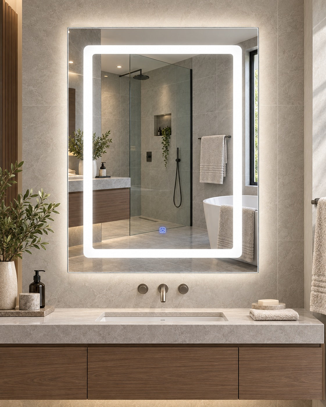 Espejo LED Rectangular para Baño 60 x 80 cm
