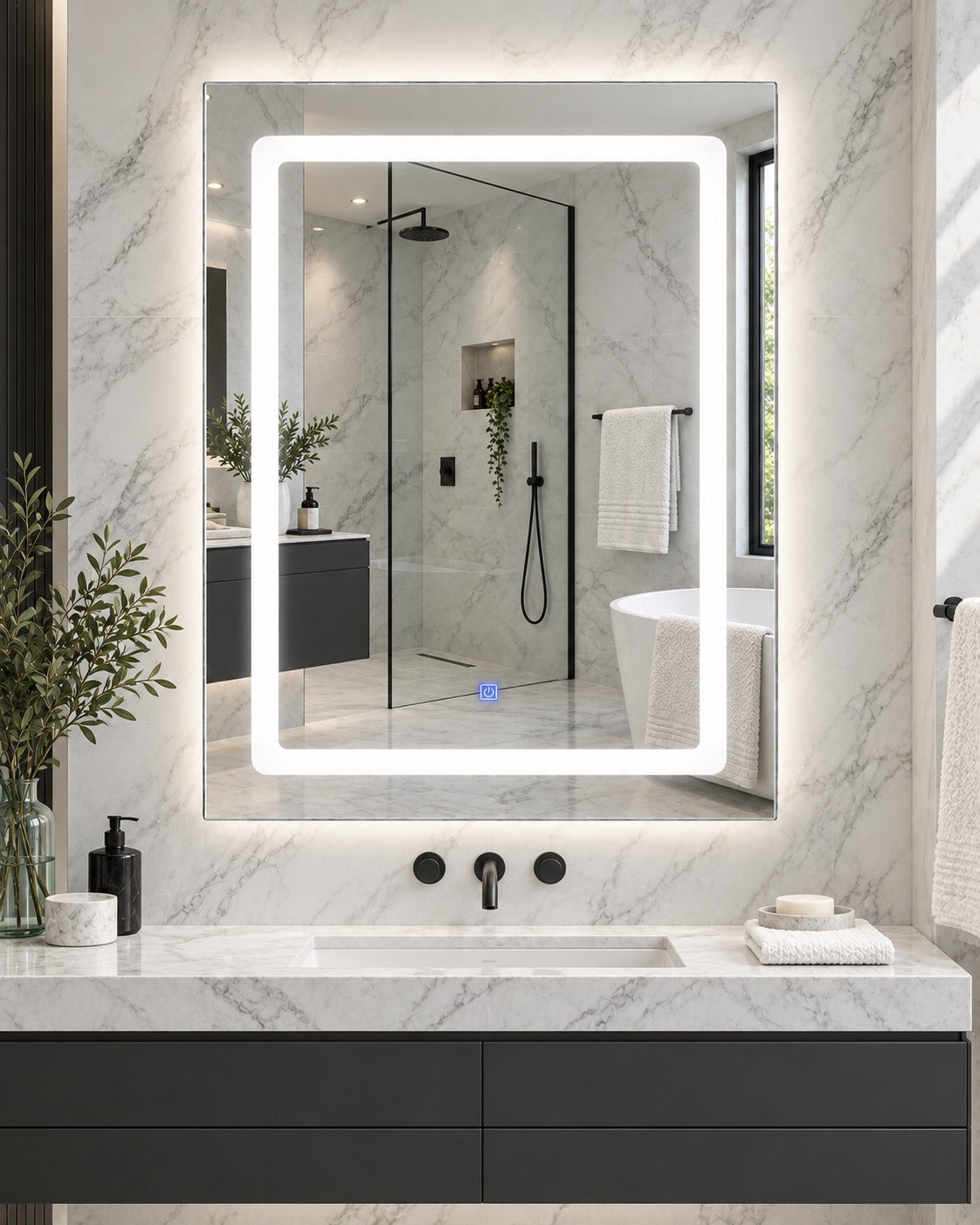 Espejo LED Rectangular para Baño 60 x 80 cm