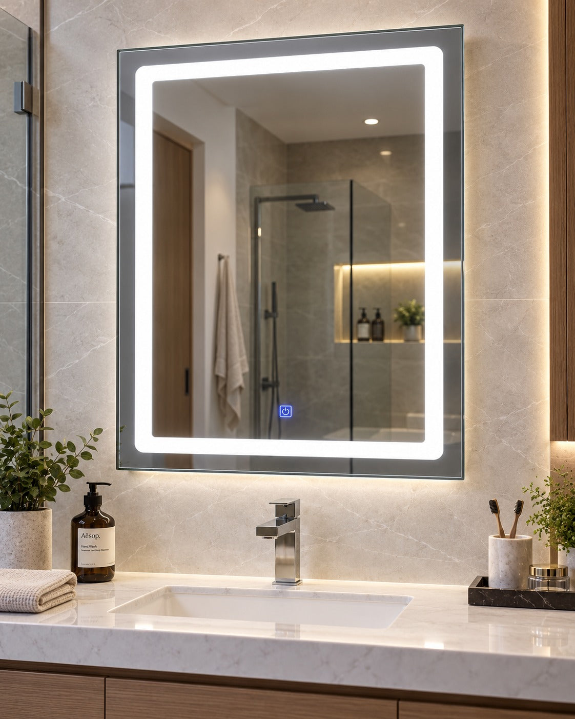 Espejo LED Rectangular para Baño 60 x 80 cm