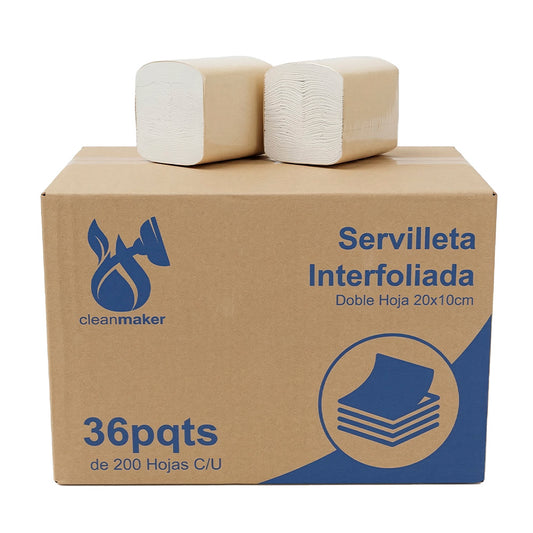 Servilleta Interfoliada D/h 20x10cm 36 Pqte X 200 Hojas C/u