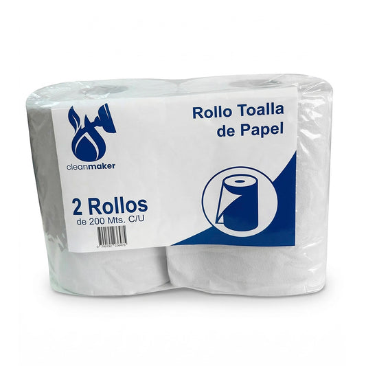 TOALLA PAPEL H/S 200MT PQTE 2 ROLLOS DE 200MT C/U