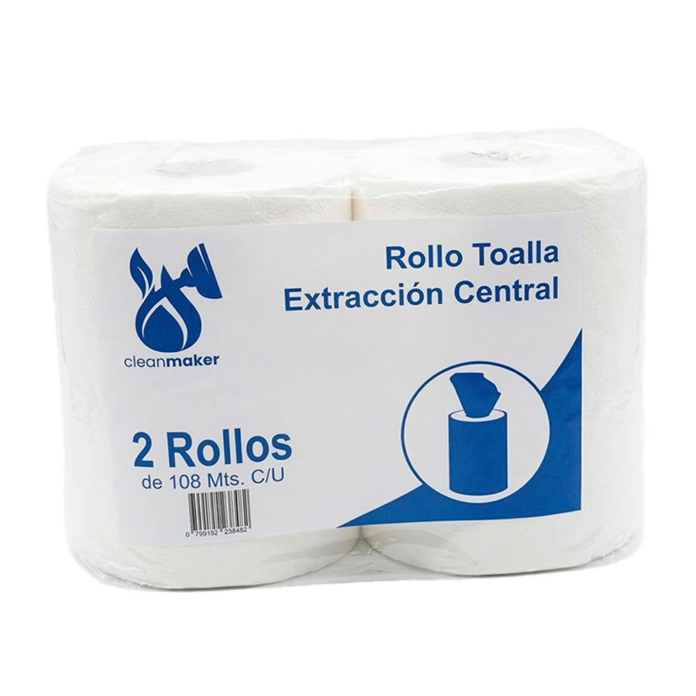 TOALLA PAPEL EXTRACCION CENTRAL H/S 108MT PQTE 2 ROLLOS DE 108MT C/U