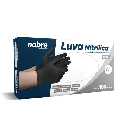 Guantes De Nitrilo Negro Sin Polvo Nobre Caja 100 Unidades
