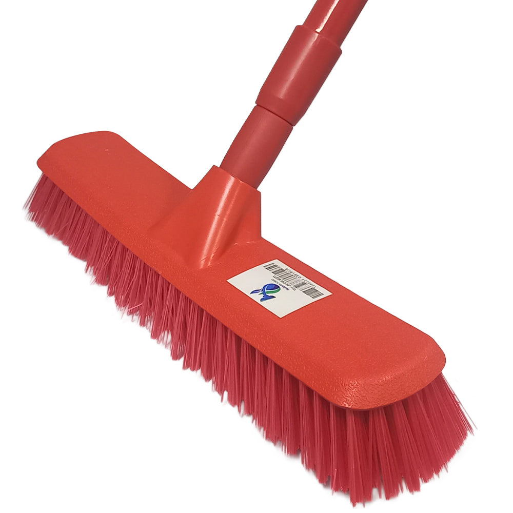Pack Escobillón Rojo Tipo Municipal 4 cm + Palo Telescópico Rojo (82–150 cm)