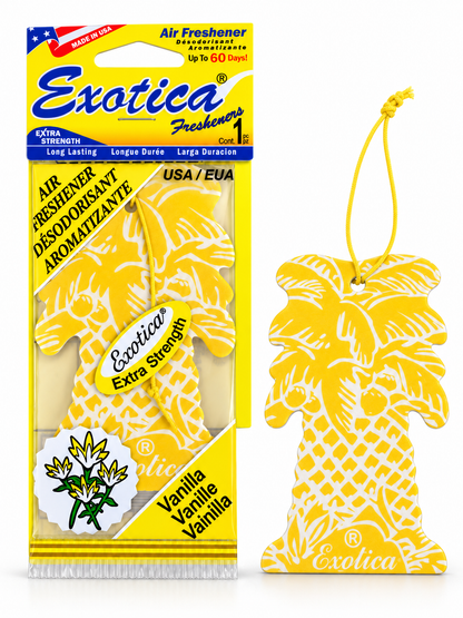 Pack 12 Unidades Aromatizante Palmera Exotica Vainilla para Auto
