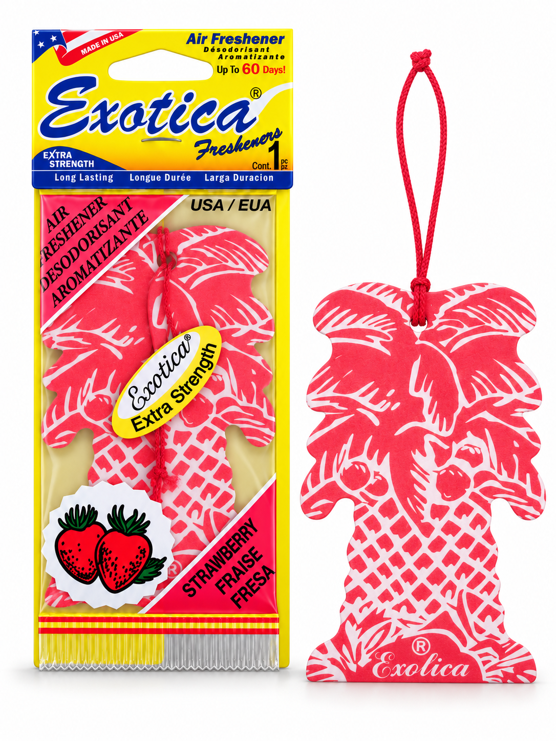 Pack 12 Unidades Aromatizante Palmera Exotica Strawberry Frutilla para Auto
