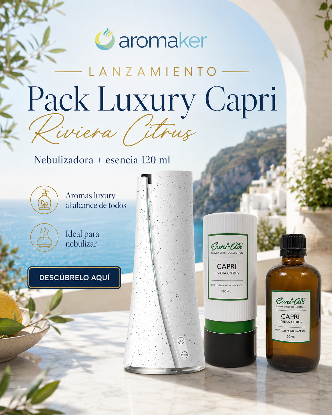 Pack Esencia Luxury Capri 120ml + Nebulizadora C-Air
